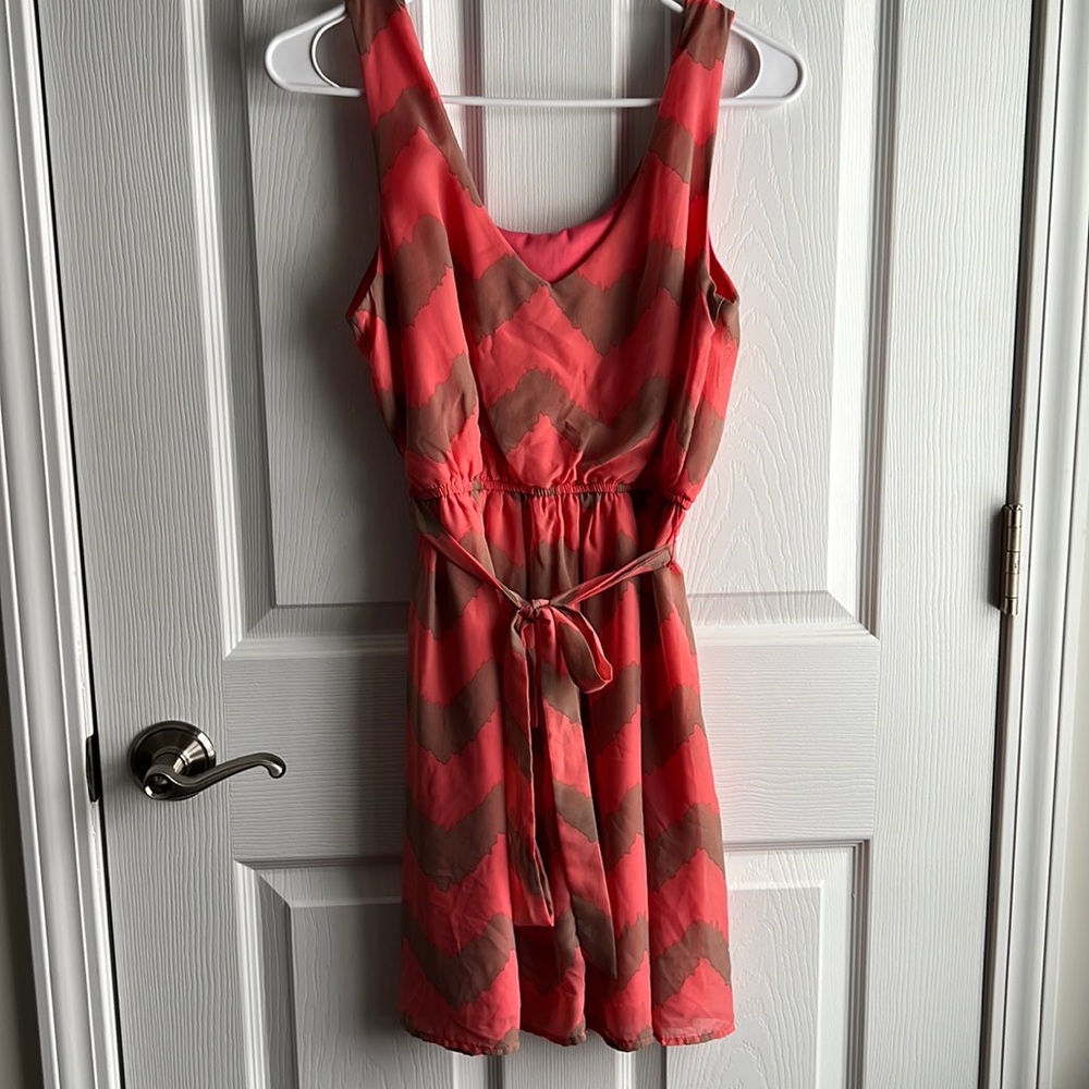 Coral and beige dress